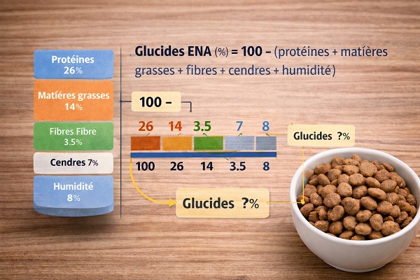 Lecture des informations nutritionnelles sur un paquet de croquettes